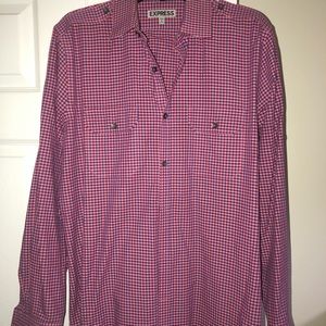 Express Men’s fitted shirt sz L red&blue checked